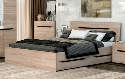 Двоспальне ліжко "Аякс" (сонома\венге), 140х200