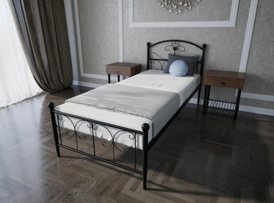 Кровать Патриция односпальная , Черный, 90х190
